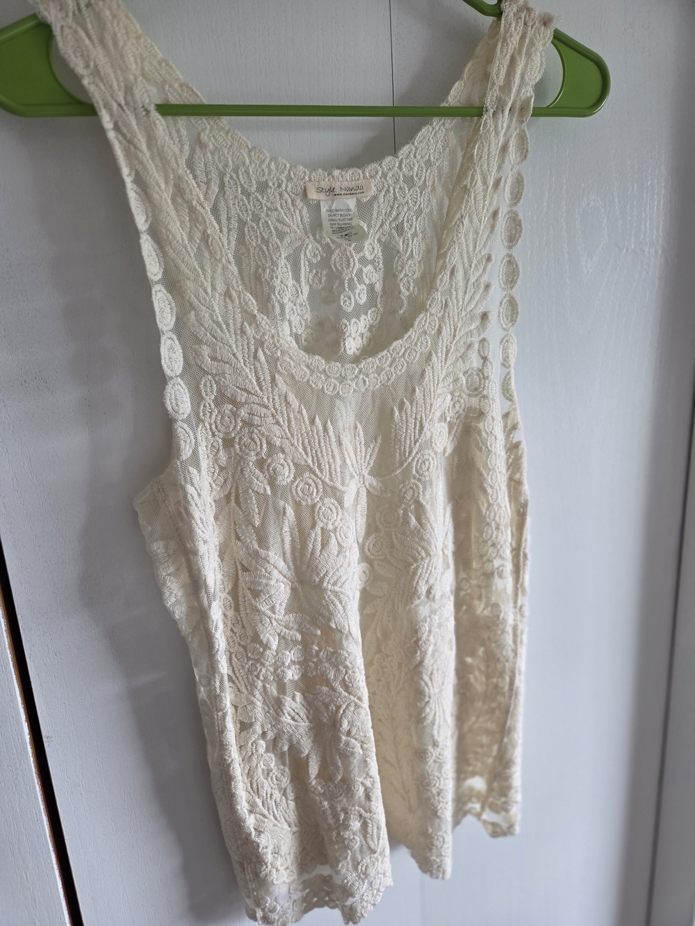 Ivory Lace Tank Top - Crochet Detail